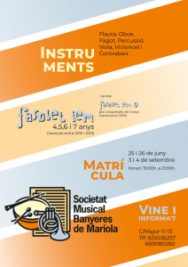 Read more about the article Matrícula Fasolet 2019-2020