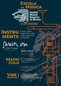 Read more about the article Matrícula oberta curs 2021-22 Escola de Societat Musical Banyeres de Mariola