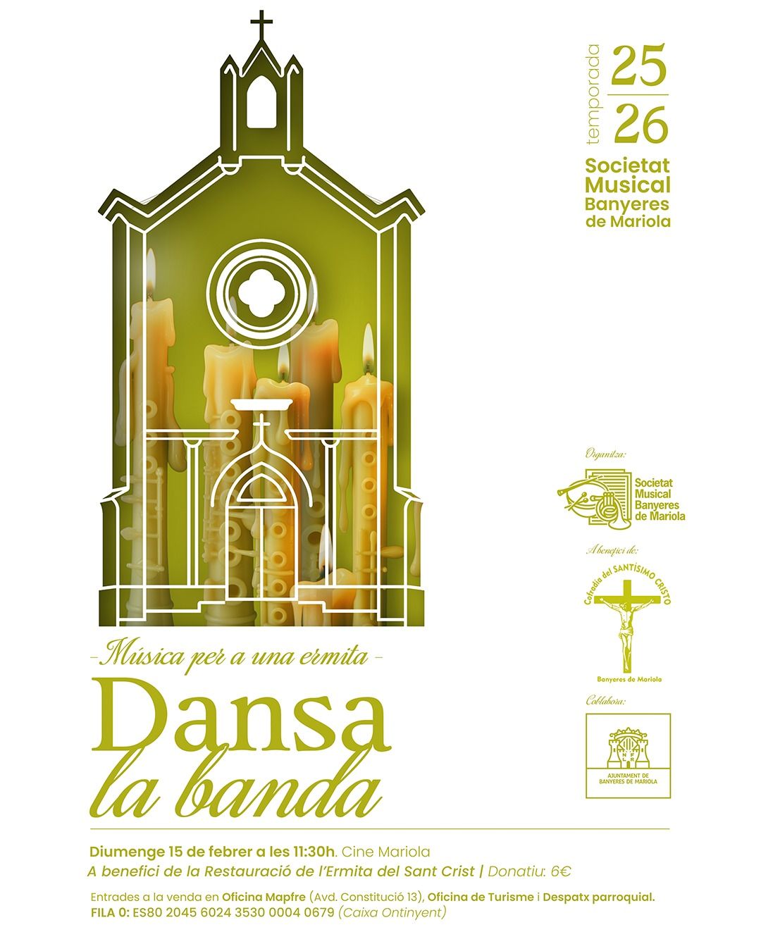 Més informació sobre l'article Dansa la banda – Música per a una ermita – Concert a benefici de l’Ermita del Sant Crist – 15-02-2025